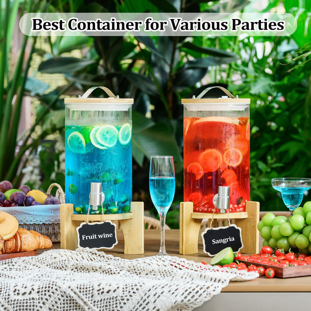 1.2 Gallon Glass Drink Dispenser with Stand and Spigot, 2 Pack M11330