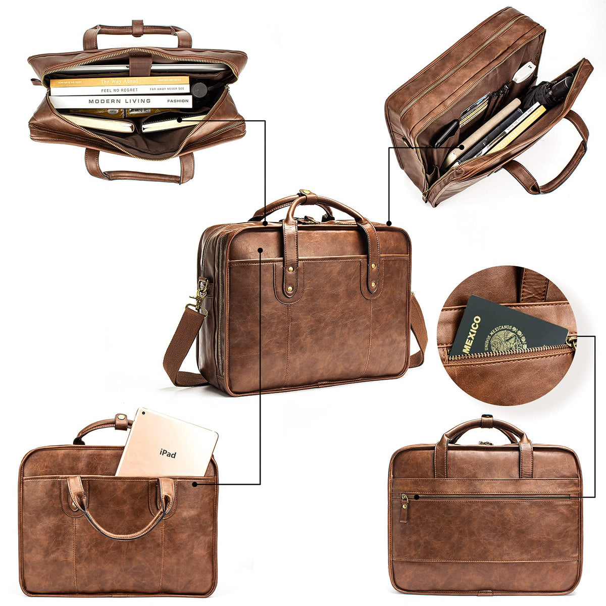 Leather 15.6 Inch Laptop Messenger Bag C446