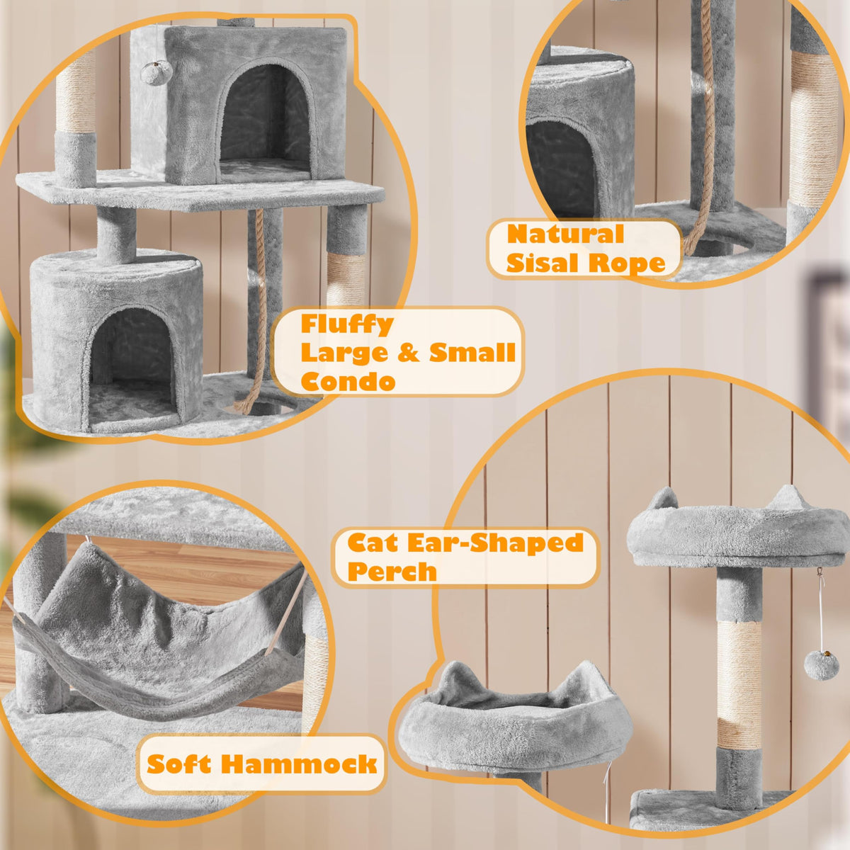 Tall Cat Tree with Condo Scratching Post R54250