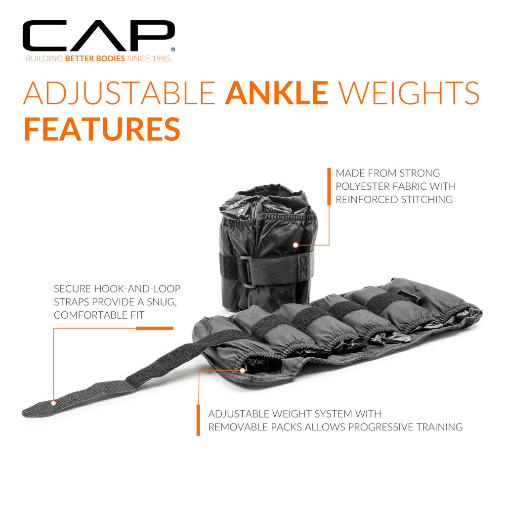 Adjustable Ankle Weights 10-20lb Pair Black A6363