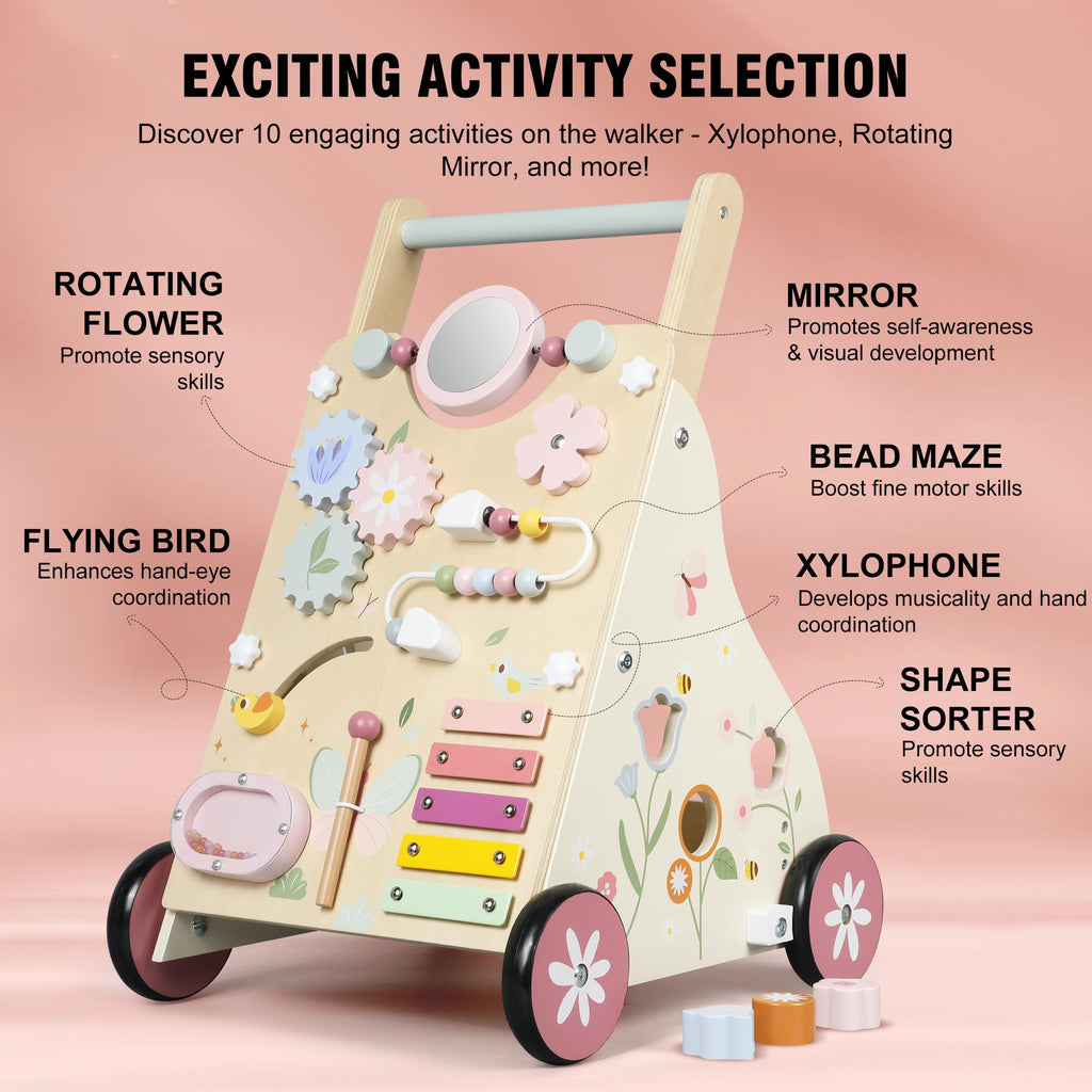 Wooden Baby Walker with Activity Center Z62230