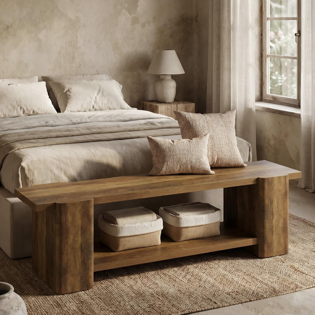 Brown Storage Bench T908