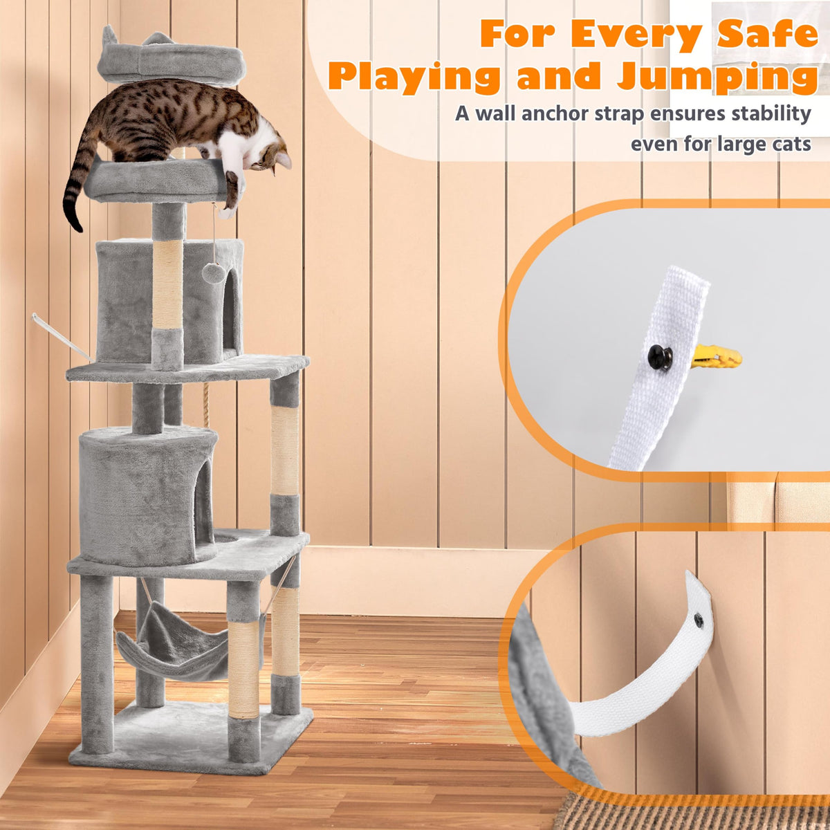 Tall Cat Tree with Condo Scratching Post R54250