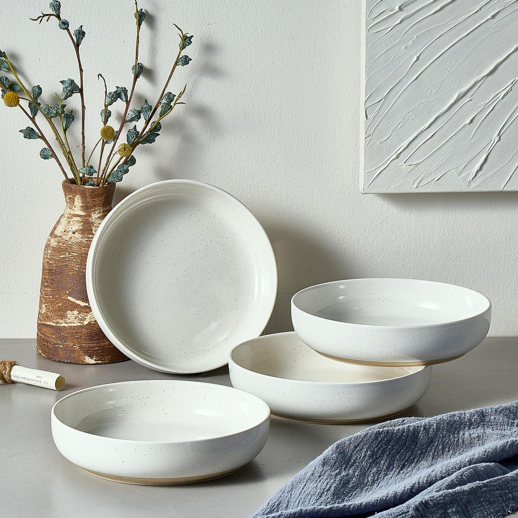 White Ceramic Pasta Bowls Set of 4 I940