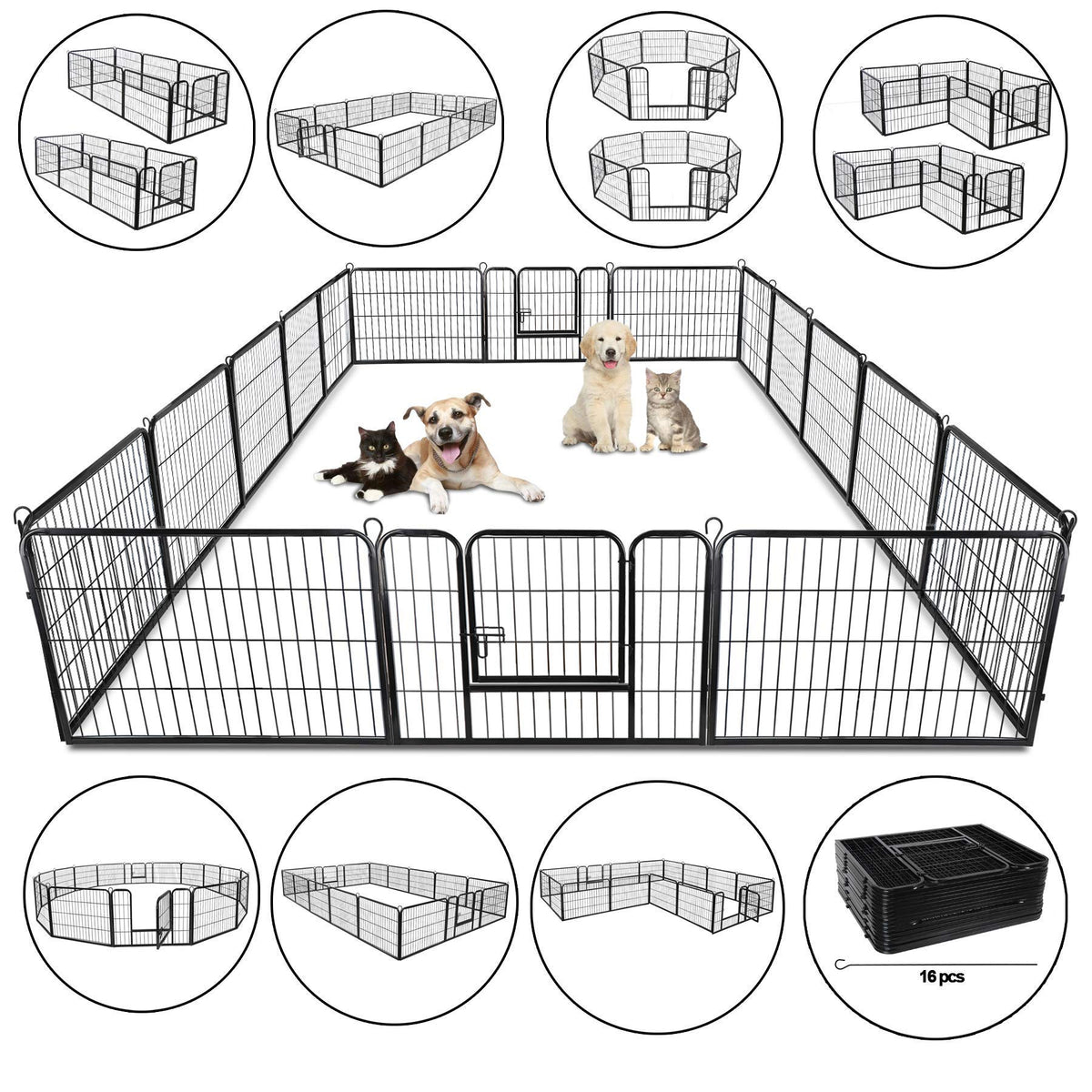 24 Inch 16 Panels Metal Dog Playpen M617