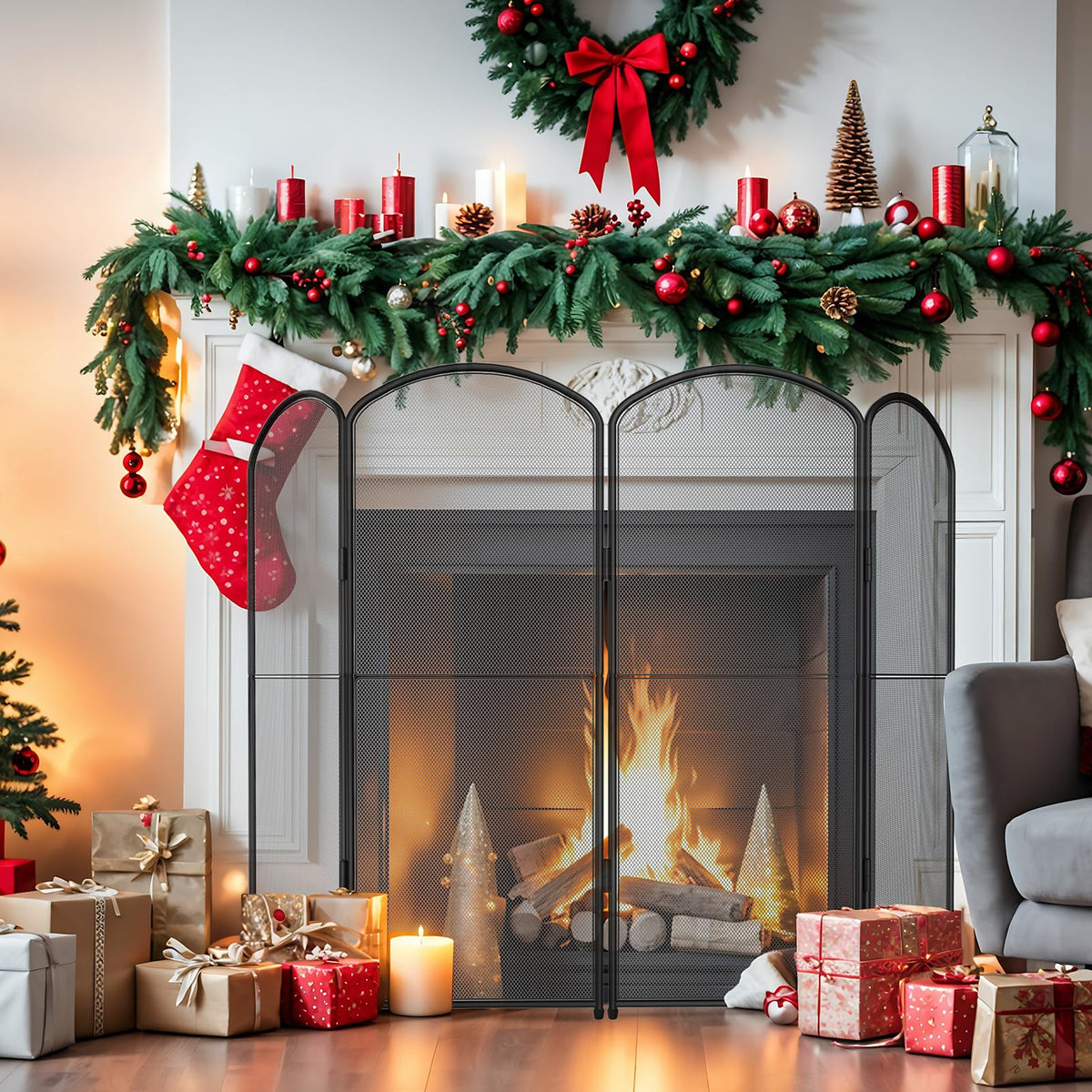 Foldable Wrought Iron Fireplace Screen B12815