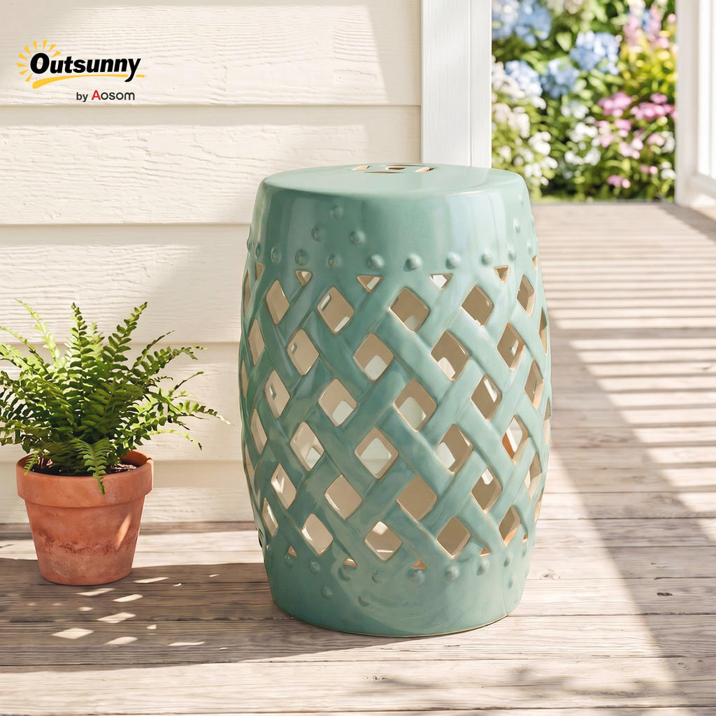 Ceramic Garden Stool Outdoor Stool Green J3828