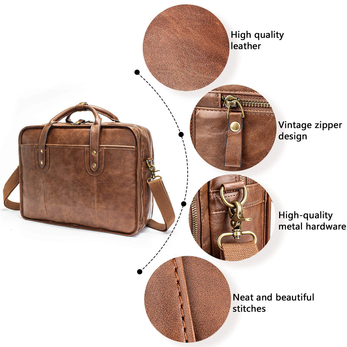 Leather 15.6 Inch Laptop Messenger Bag C446