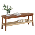 Solid Wood Entryway Bench with Woven Storage Shelf, Chestnut, 48” N4406