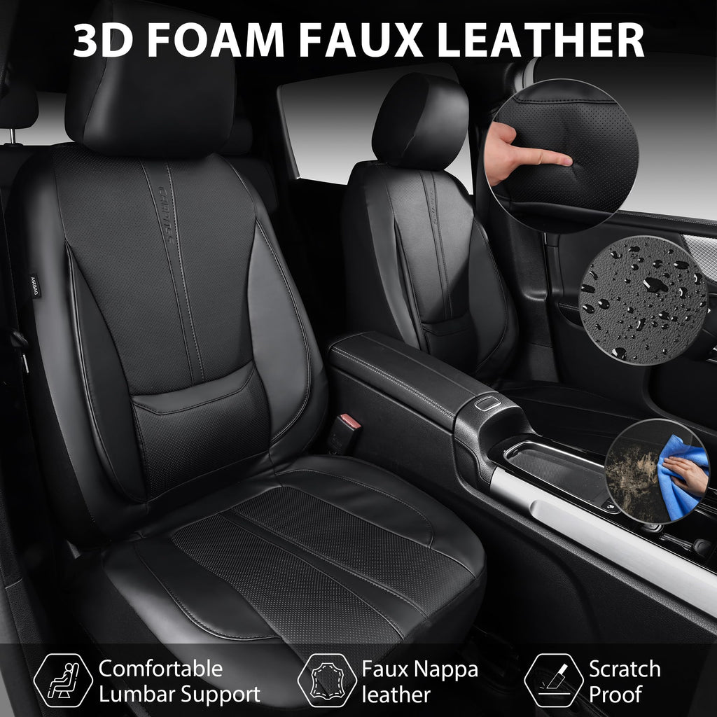 Black Nappa Leather Car Seat Covers Full Set A2619