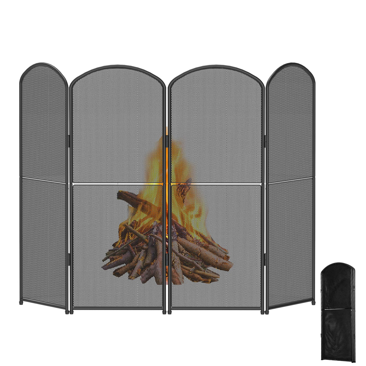 Foldable Wrought Iron Fireplace Screen B12815