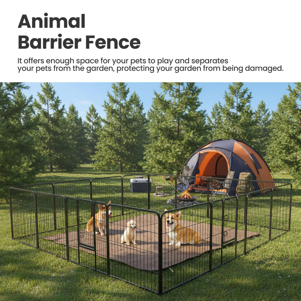 32 Inch 16 Panels Black Dog Playpen Y76803