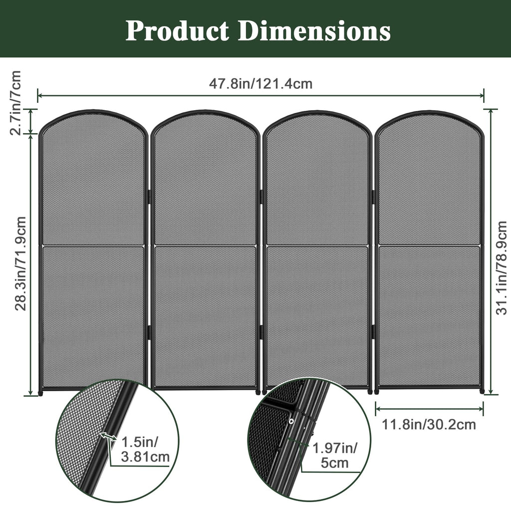 Foldable Wrought Iron Fireplace Screen B12815