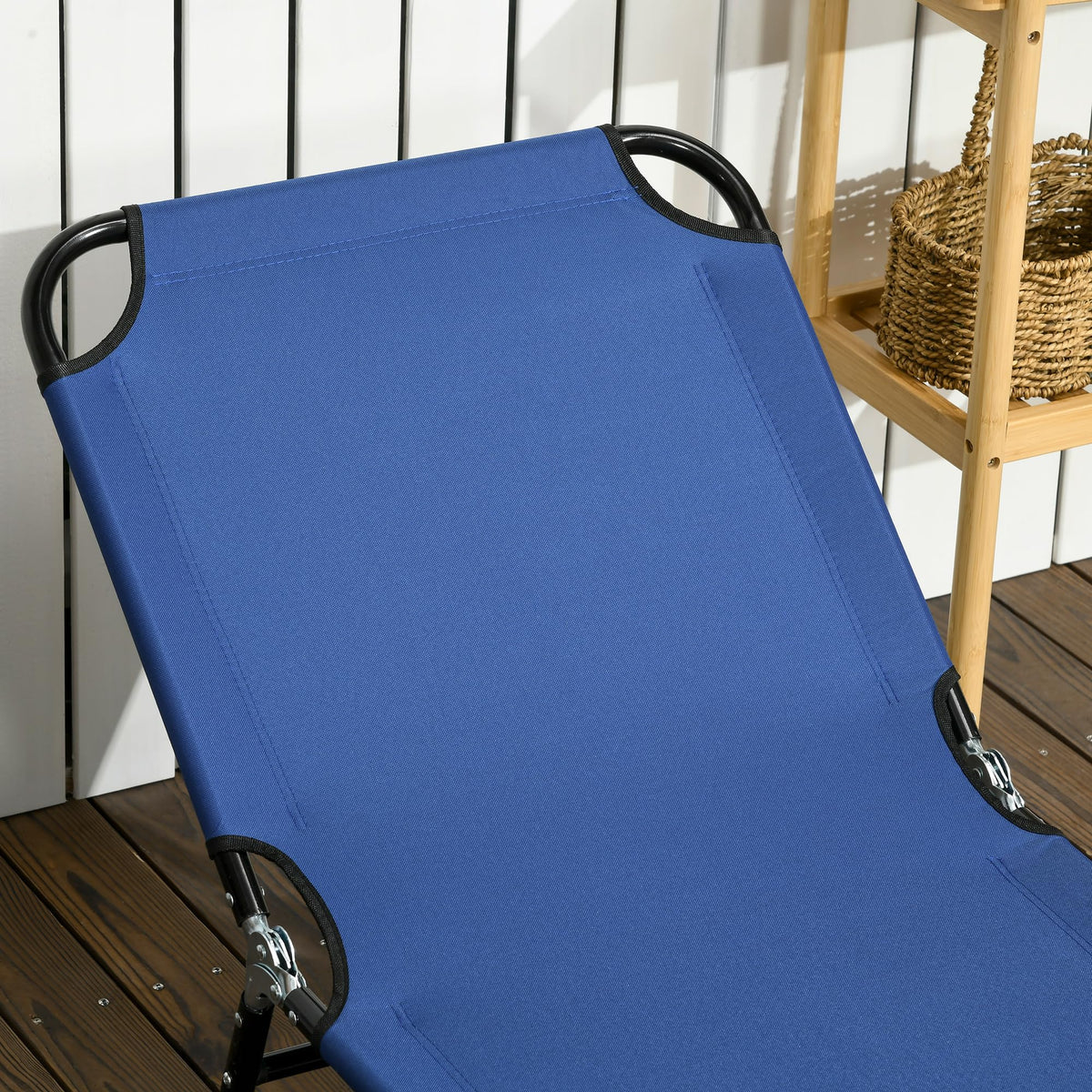 Blue 2 Pieces Folding Chaise Lounge Chair with 5-Level Back D9321