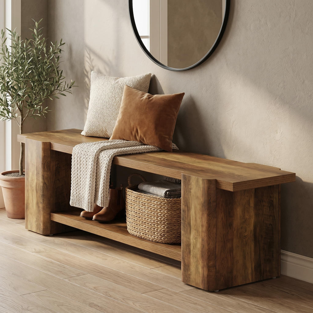 Brown Storage Bench T908