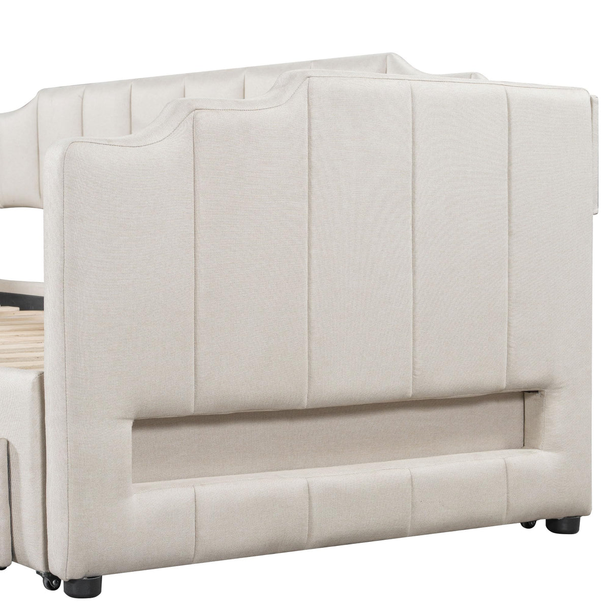 Twin XL Linen Upholstered Daybed with Storage Drawers and LED Light O93968