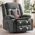 Grey Chenille Swivel Rocker Recliner with Massage and Heat J420609