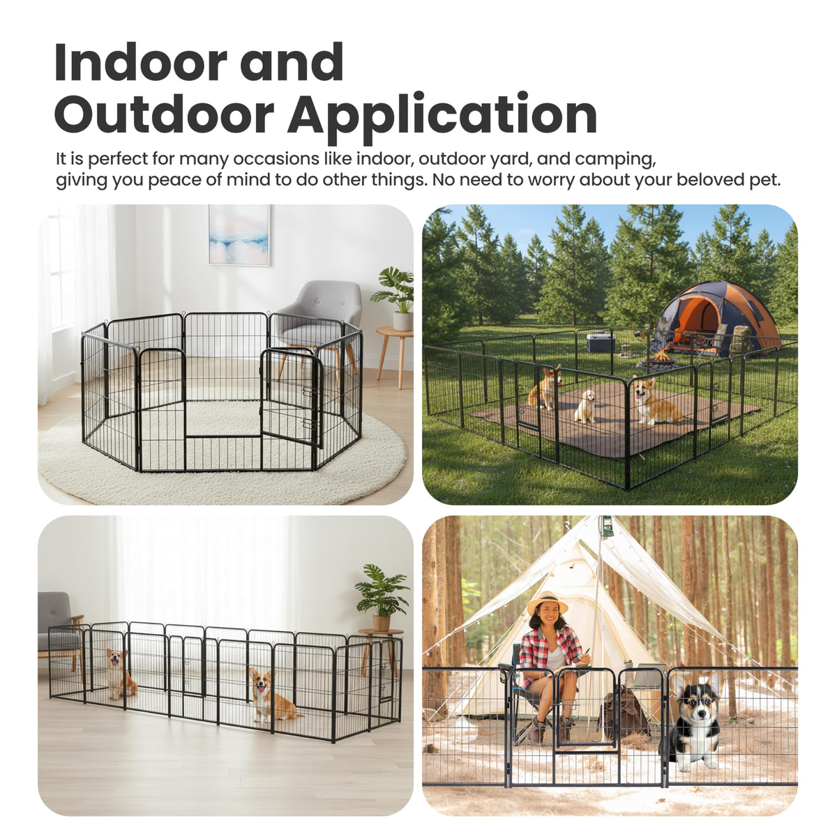 32 Inch 16 Panels Black Dog Playpen Y76803