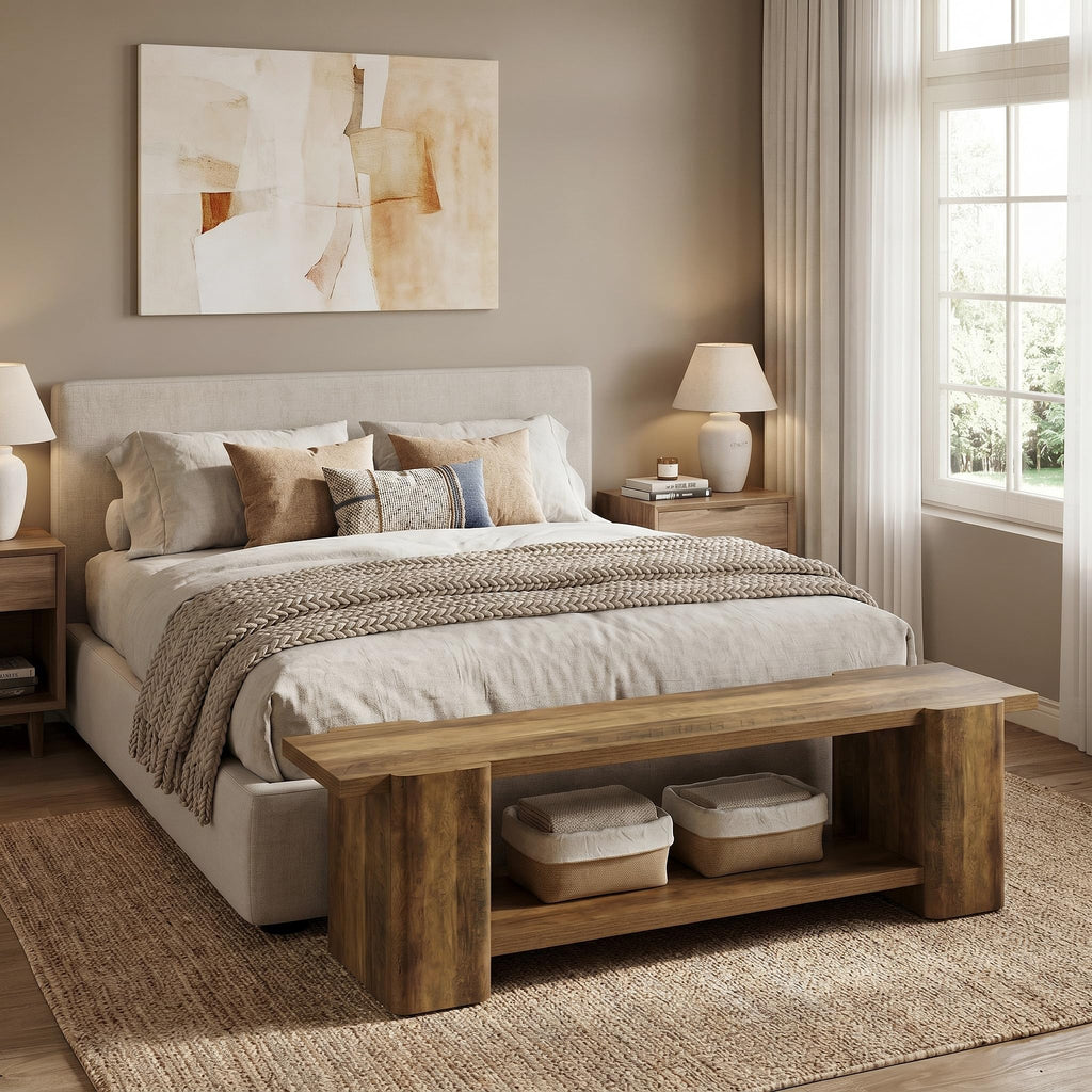 Brown Storage Bench T908