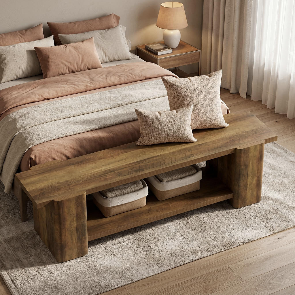 Brown Storage Bench T908