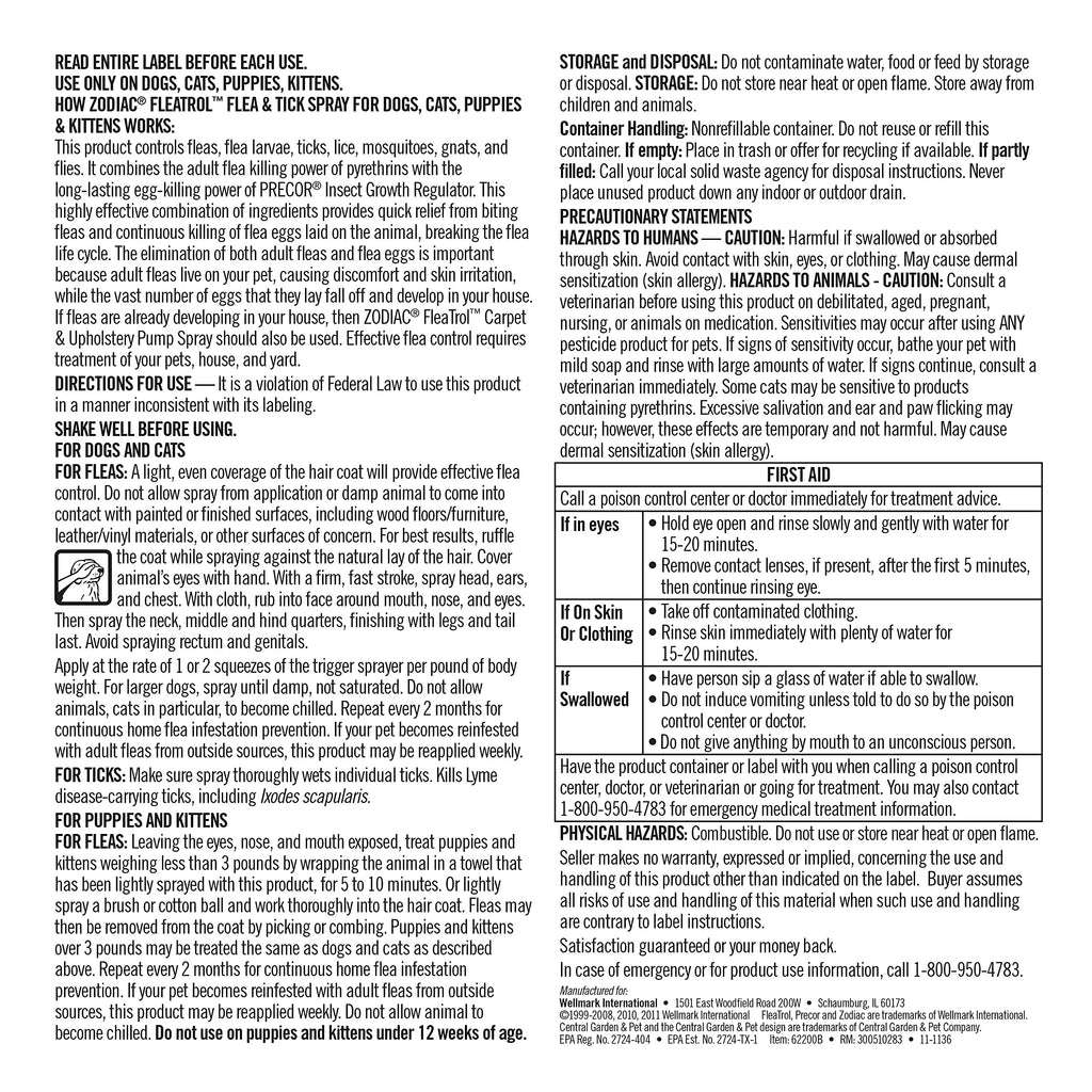 Flea & Tick Spray 16 fluid ounces G92004