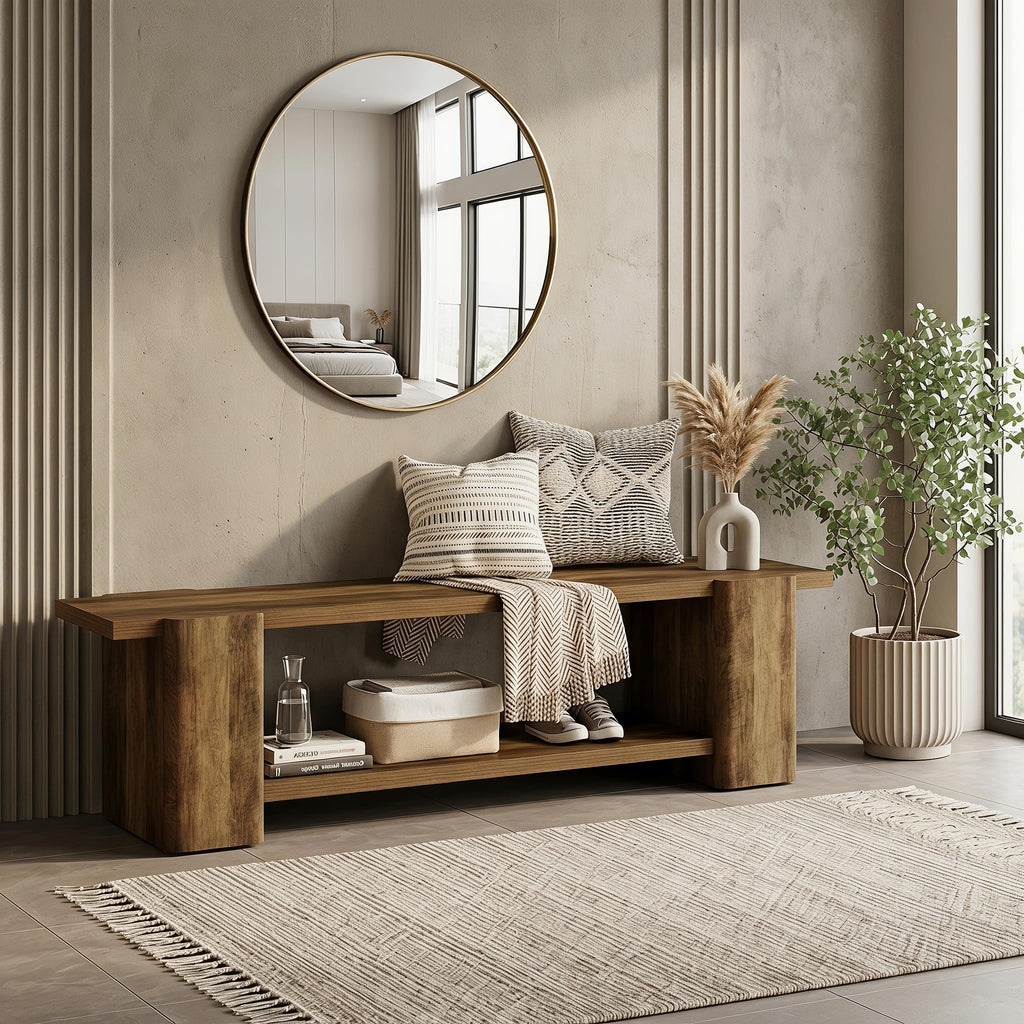 Brown Storage Bench T908